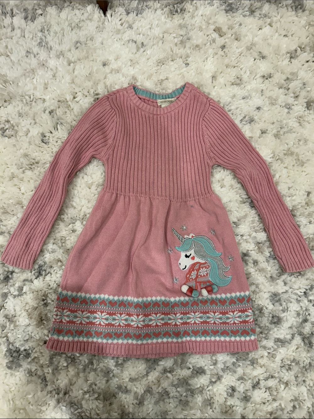 Cynthia Rowley Pink Unicorn Knit Dress size 5/6